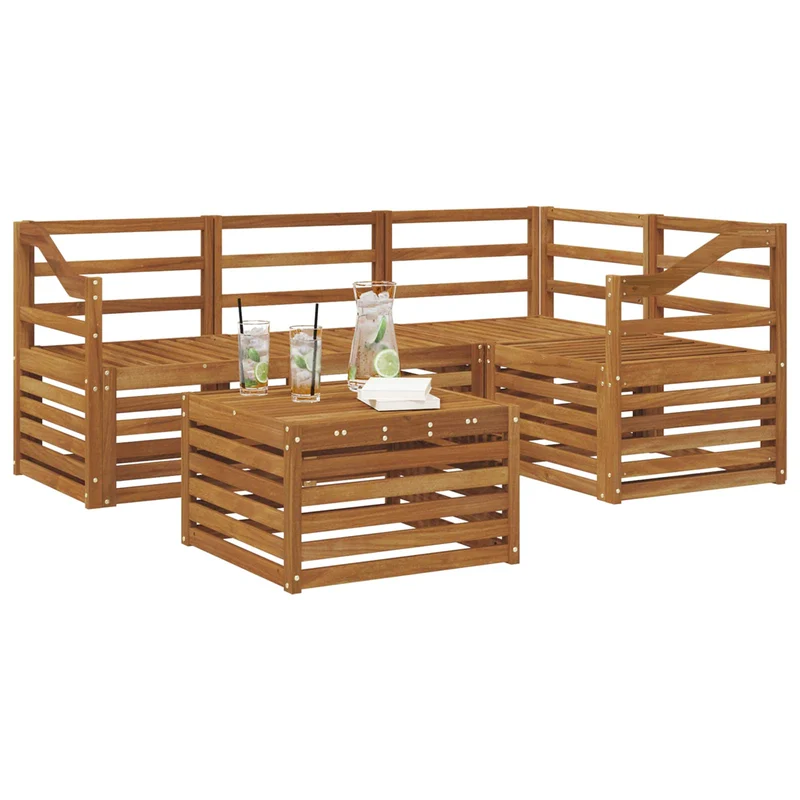 Outdoor Sofa Set 5 pcs Natural Polyester
