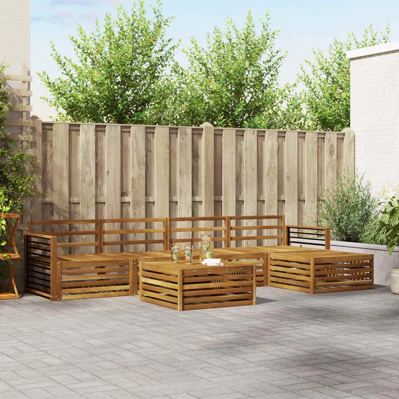 Outdoor Sofa Set 6 pcs Natural Solid Acacia Wood