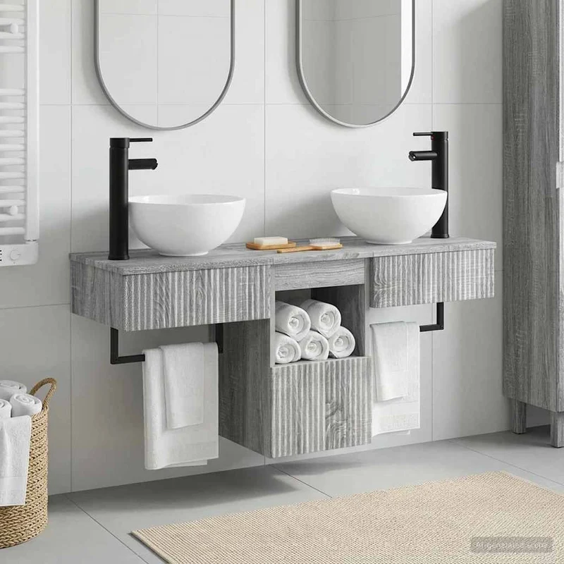 Bathroom Furniture Set 3 pcs Grey Sonoma Engineered Wood