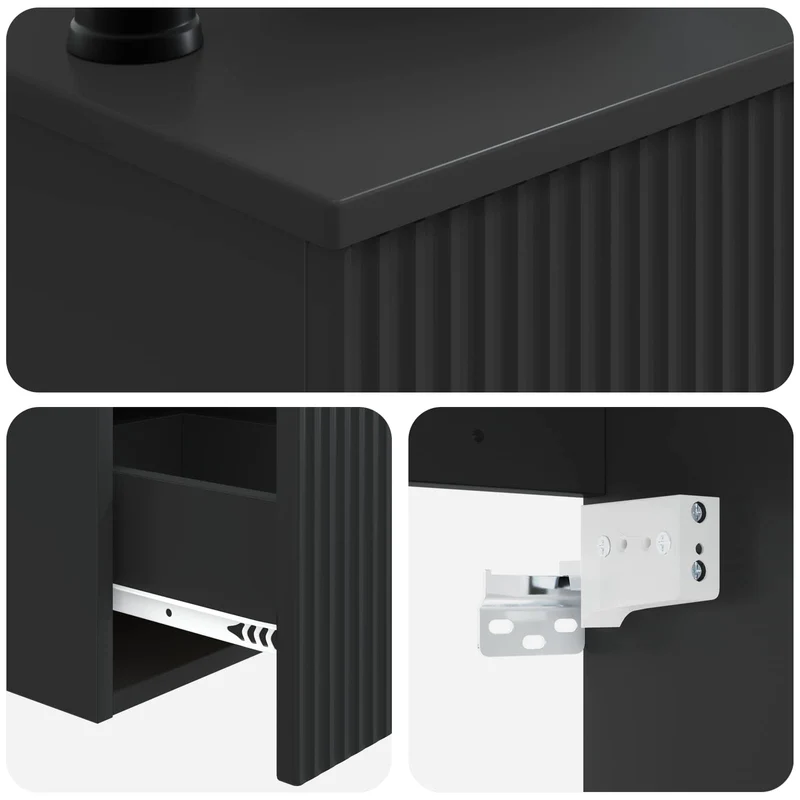 Bathroom Furniture Set 3 pcs Black Engineered Wood