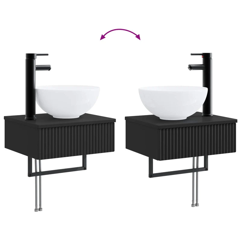 Bathroom Furniture Set 3 pcs Black Engineered Wood