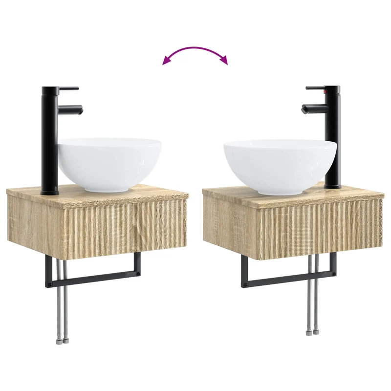 Bathroom Furniture Set 3 pcs Sonoma Oak Engineered Wood