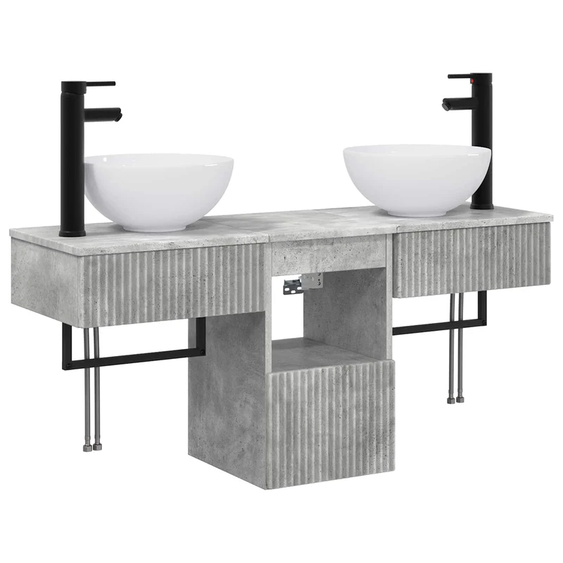 Bathroom Furniture Set 3 pcs Concrete Grey Engineered Wood