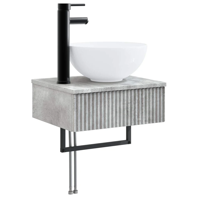 Bathroom Furniture Set 3 pcs Concrete Grey Engineered Wood