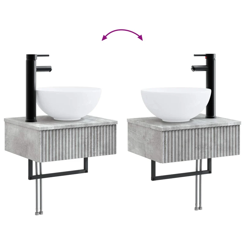 Bathroom Furniture Set 3 pcs Concrete Grey Engineered Wood