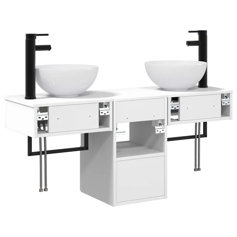 Bathroom Furniture Set 3 pcs High Gloss White Engineered Wood