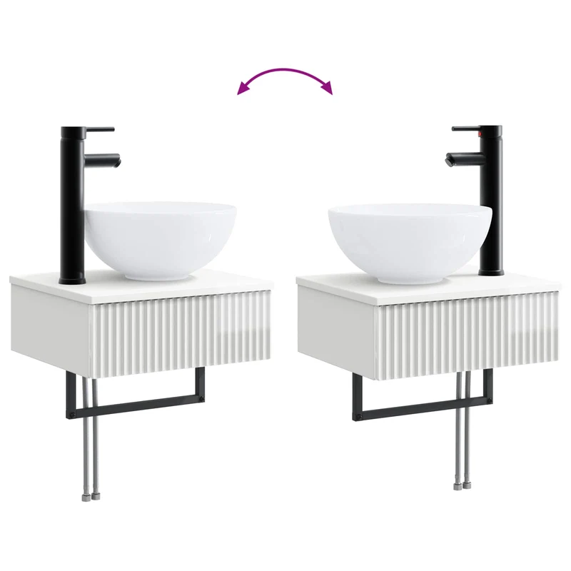 Bathroom Furniture Set 3 pcs High Gloss White Engineered Wood