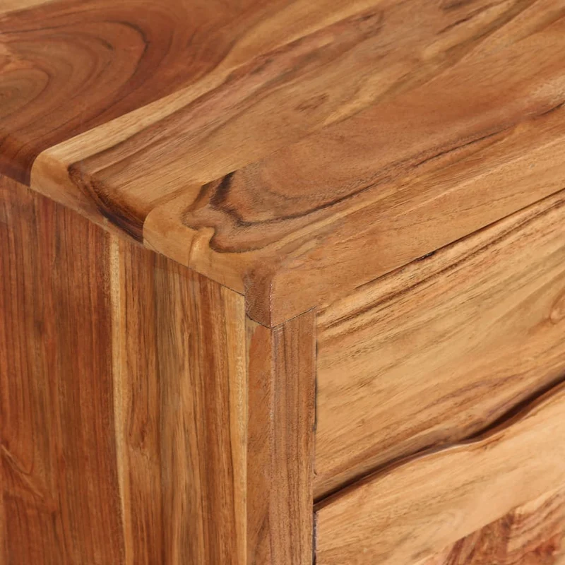 244973 vidaXL TV Cabinet Solid Acacia Wood with Carved Doors 117x30x40 cm
