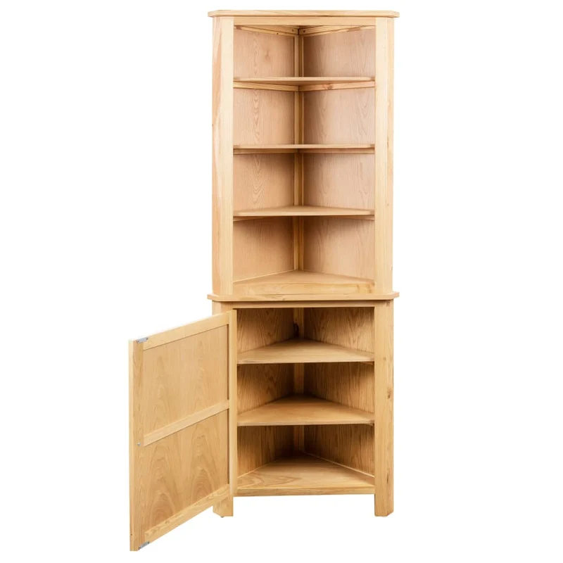 247042 vidaXL Corner Cabinet 59x36x180 cm Solid Oak Wood