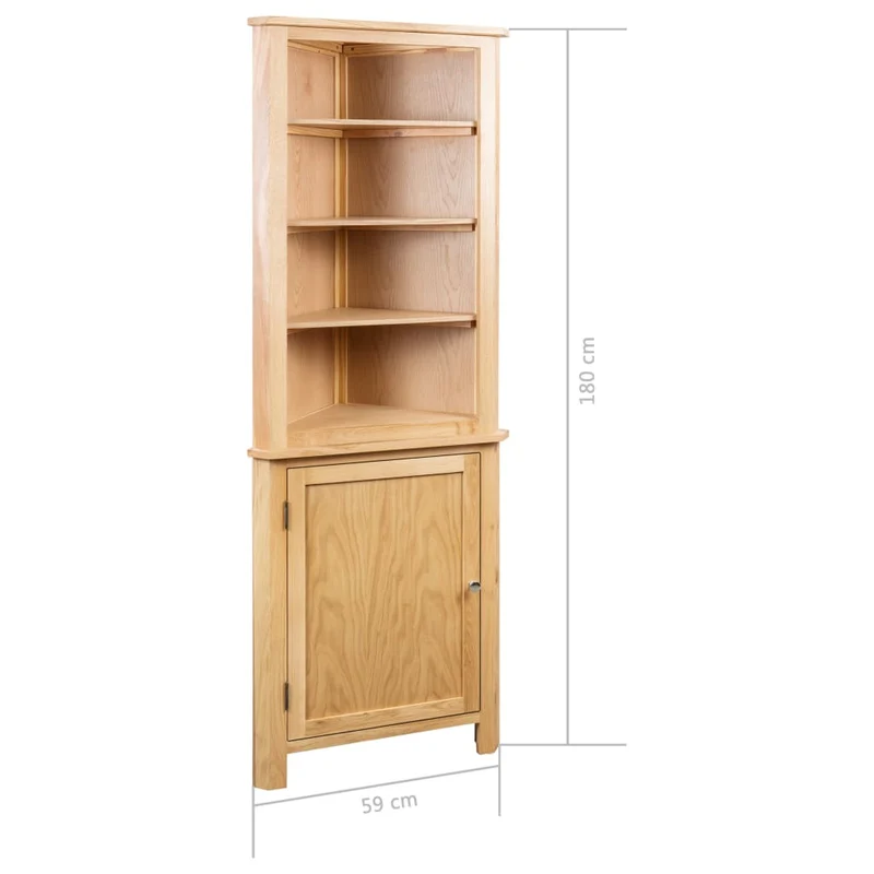 247042 vidaXL Corner Cabinet 59x36x180 cm Solid Oak Wood