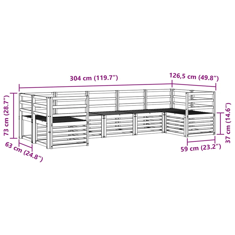 Outdoor Sofa Set 7 pcs Natural