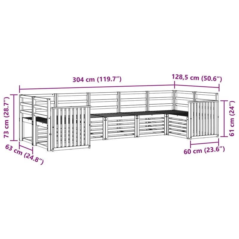 Outdoor Sofa Set 7 pcs Natural
