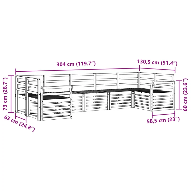 Outdoor Sofa Set 7 pcs Natural