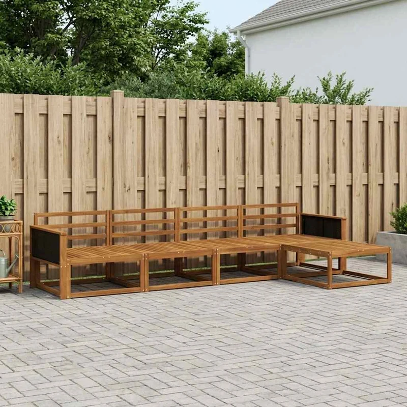 Outdoor Sofa Set 5 pcs Natural Solid Acacia Wood