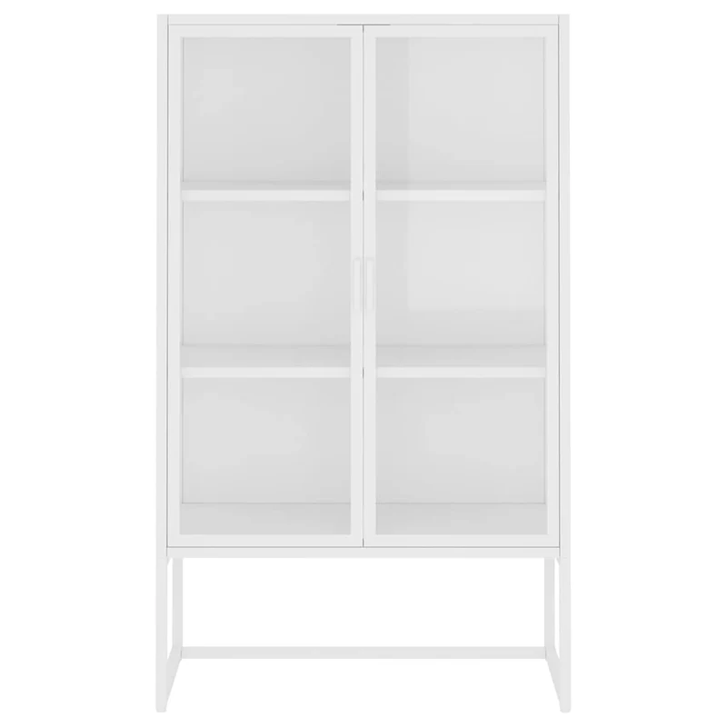 Highboard White 80x35x135 cm Steel and Tempered Glass