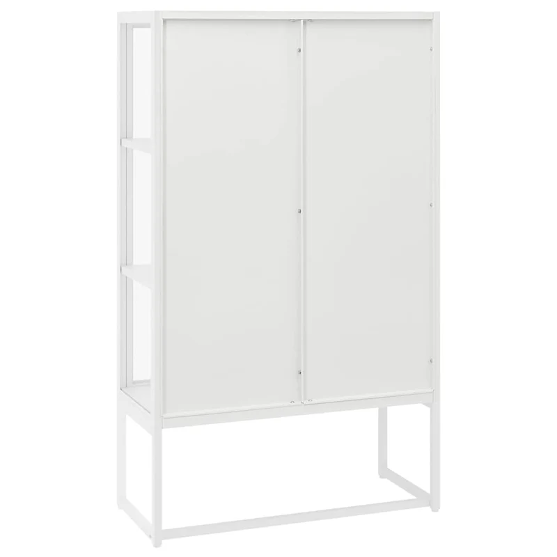 Highboard White 80x35x135 cm Steel and Tempered Glass