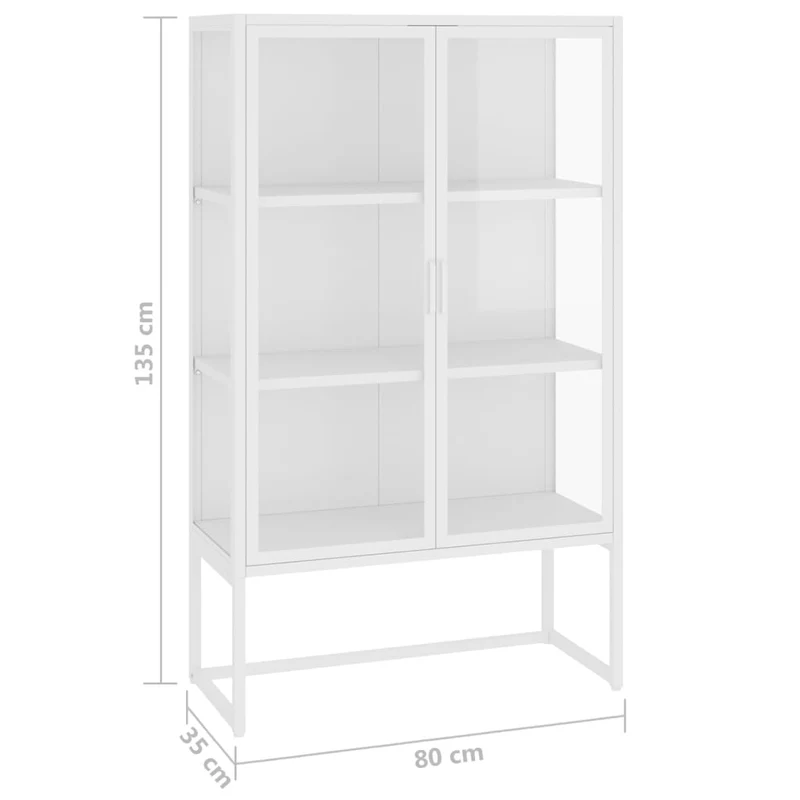 Highboard White 80x35x135 cm Steel and Tempered Glass