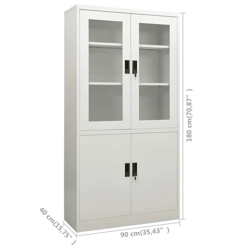 335947 vidaXL Office Cabinet Light Grey 90x40x180 cm Steel