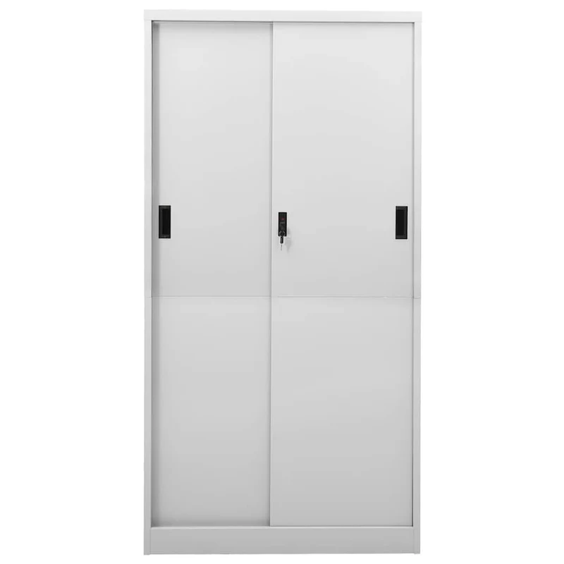 335959 vidaXL Office Cabinet with Sliding Door Light Grey 90x40x180 cm Steel