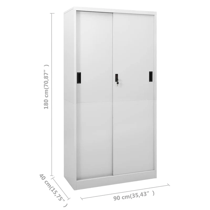 335959 vidaXL Office Cabinet with Sliding Door Light Grey 90x40x180 cm Steel