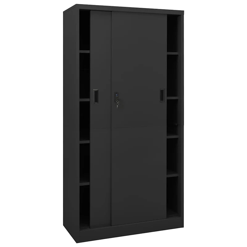 335961 vidaXL Office Cabinet with Sliding Door Anthracite 90x40x180 cm Steel
