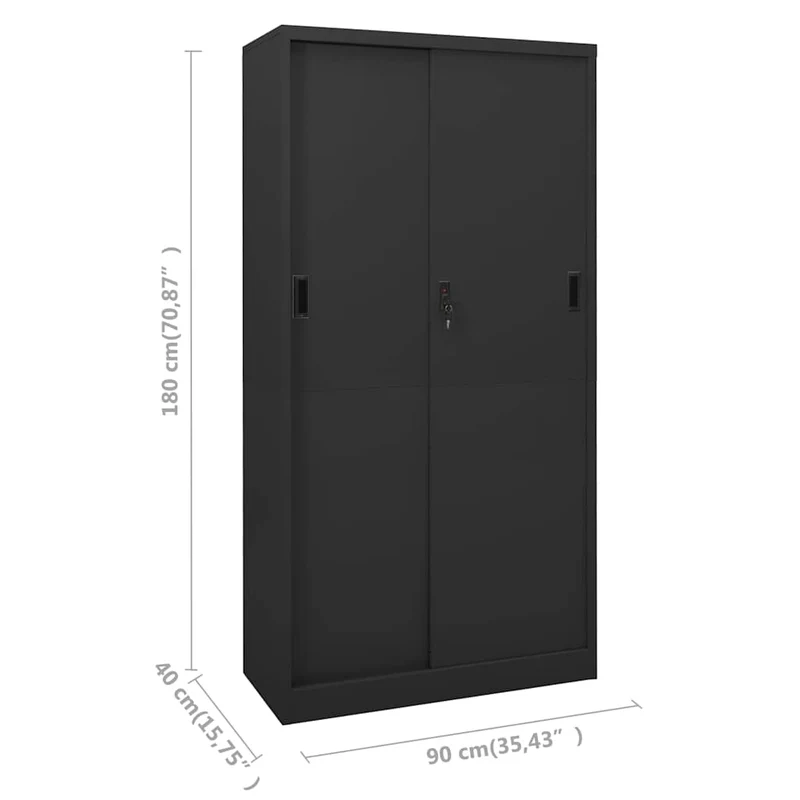 335961 vidaXL Office Cabinet with Sliding Door Anthracite 90x40x180 cm Steel