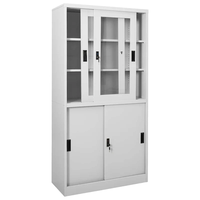 335963 vidaXL Office Cabinet with Sliding Door Light Grey 90x40x180 cm Steel