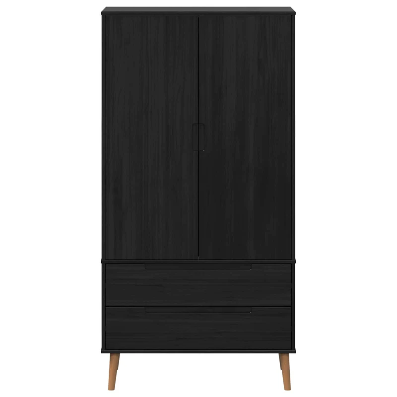 Wardrobe MOLDE Black 90 x 55 x 175 cm Solid Pine Wood