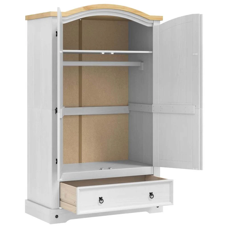 Wardrobe CORONA White 101 x 52 x 170 cm Solid Pine Wood