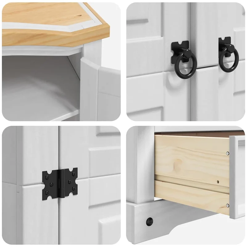 Wardrobe CORONA White 101 x 52 x 170 cm Solid Pine Wood