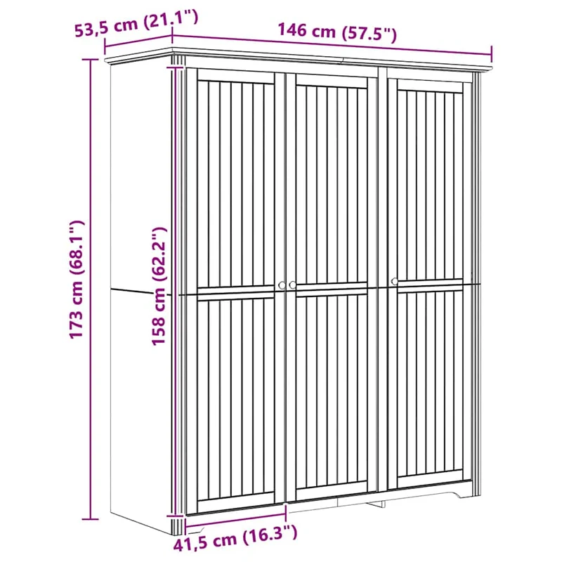 Wardrobe BODO Honey Brown 146 x 53.5 x 173 cm Engineered Wood