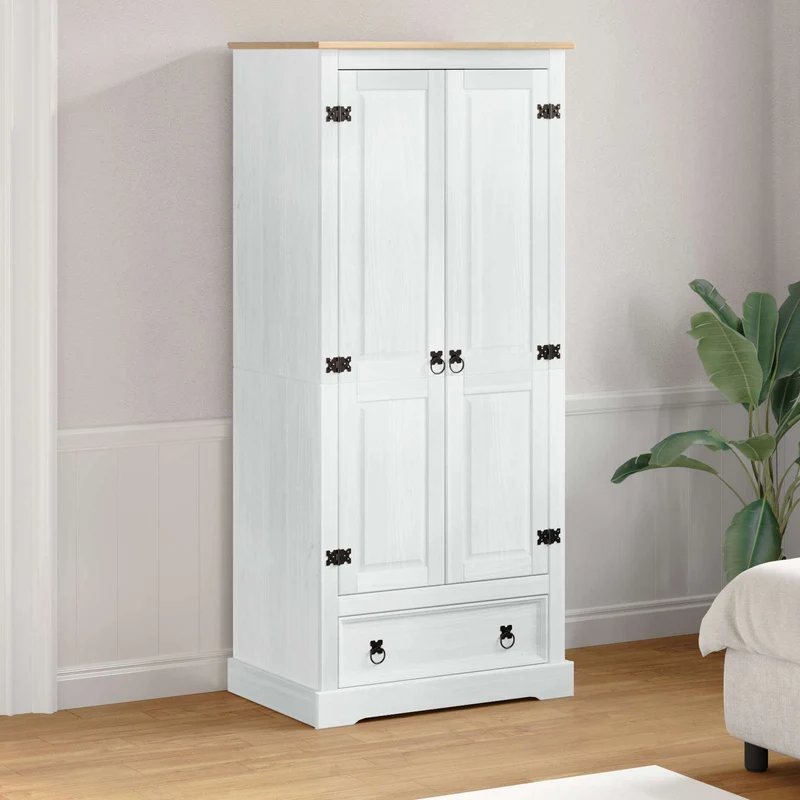 Wardrobes with Drawer White 76 x 50 x 170 cm Solid Pine Wood