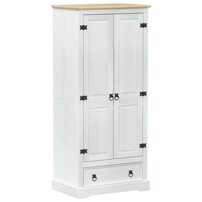 Wardrobes with Drawer White 76 x 50 x 170 cm Solid Pine Wood