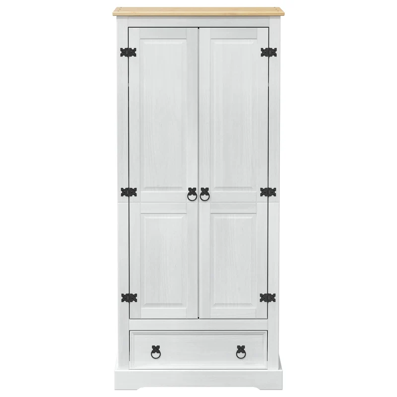 Wardrobes with Drawer White 76 x 50 x 170 cm Solid Pine Wood