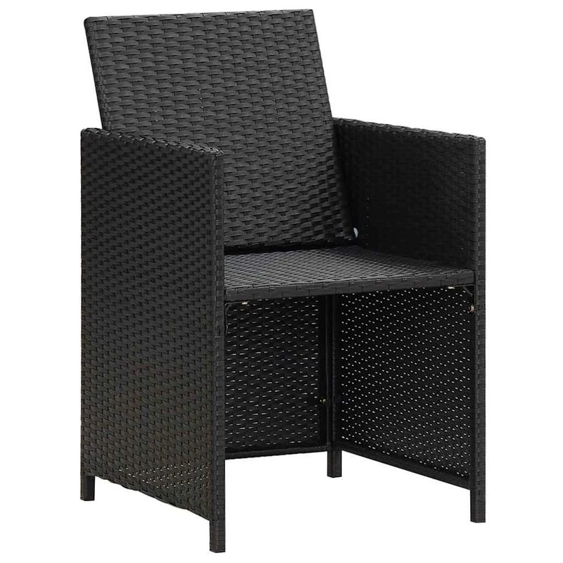 9 Piece Outdoor Dining Set with Cushions Poly Rattan Black