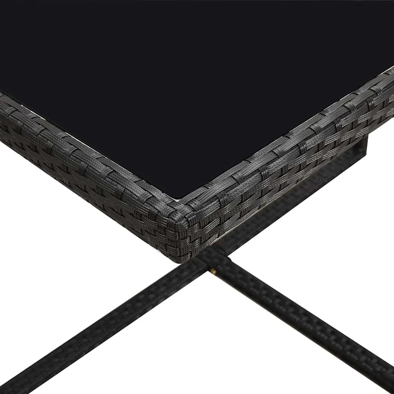 9 Piece Outdoor Dining Set with Cushions Poly Rattan Black