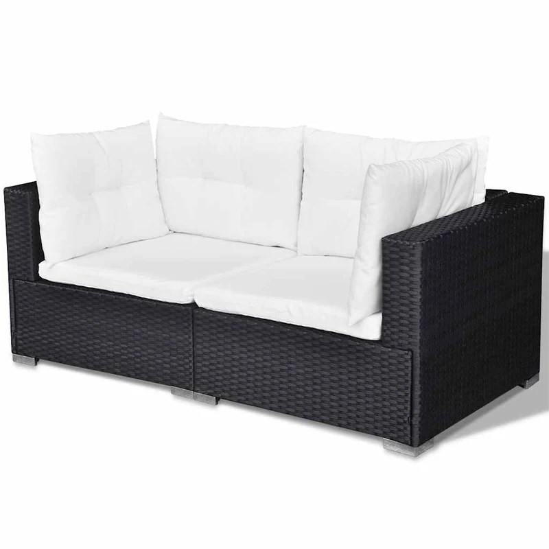 42740 vidaXL 5 Piece Garden Lounge Set with Cushions Poly Rattan Black