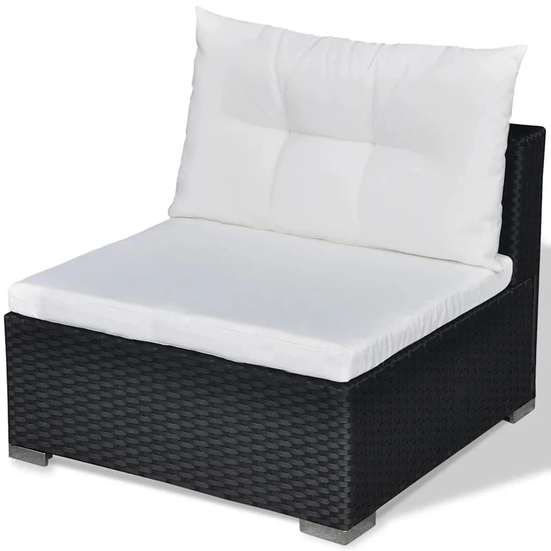42740 vidaXL 5 Piece Garden Lounge Set with Cushions Poly Rattan Black