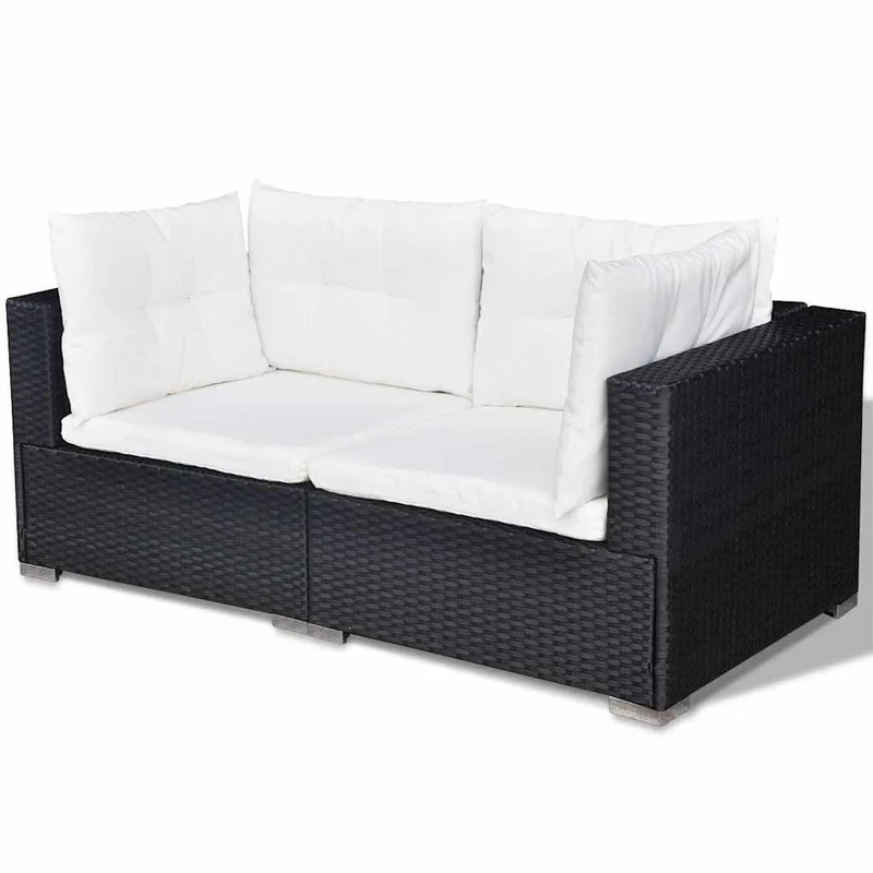 42743 vidaXL 6 Piece Garden Lounge Set with Cushions Poly Rattan Black