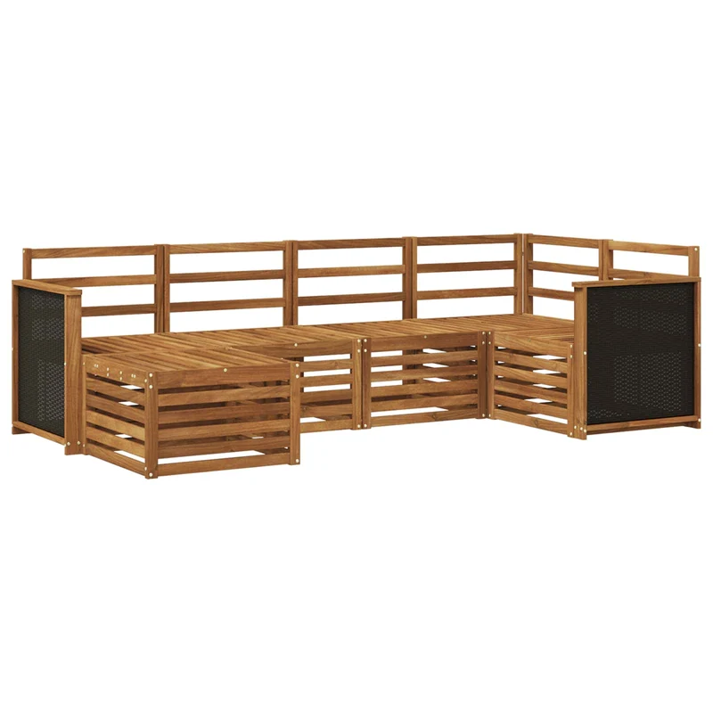 Outdoor Sofa Set 5 pcs Natural Solid Acacia Wood