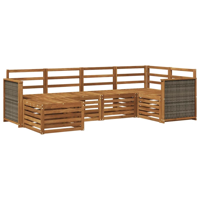 Outdoor Sofa Set 5 pcs Natural Solid Acacia Wood