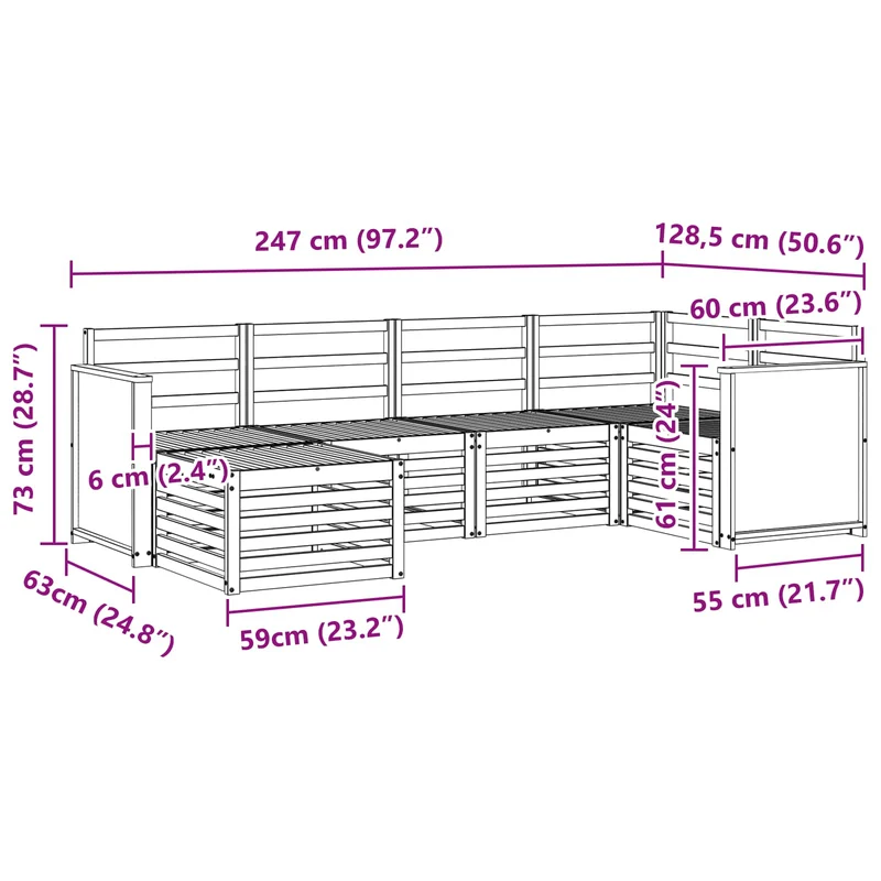 Outdoor Sofa Set 5 pcs Natural Solid Acacia Wood