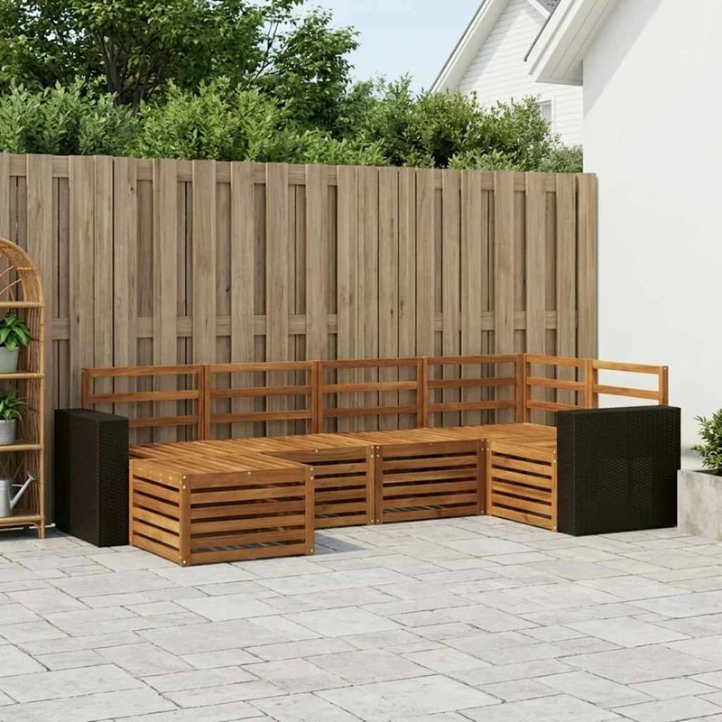 Outdoor Sofa Set 6 pcs Natural Polyester