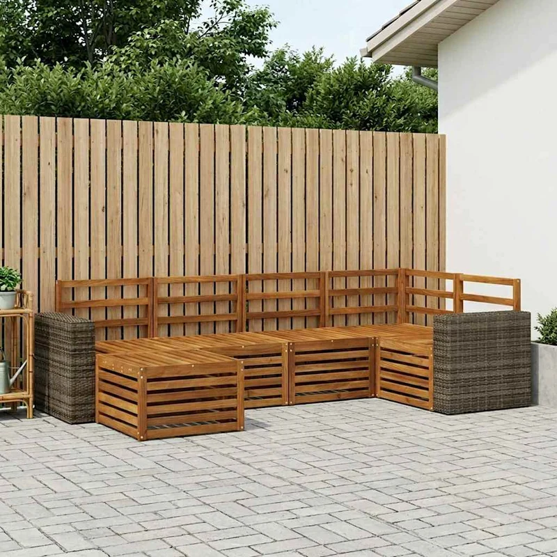 Outdoor Sofa Set 6 pcs Natural Polyester