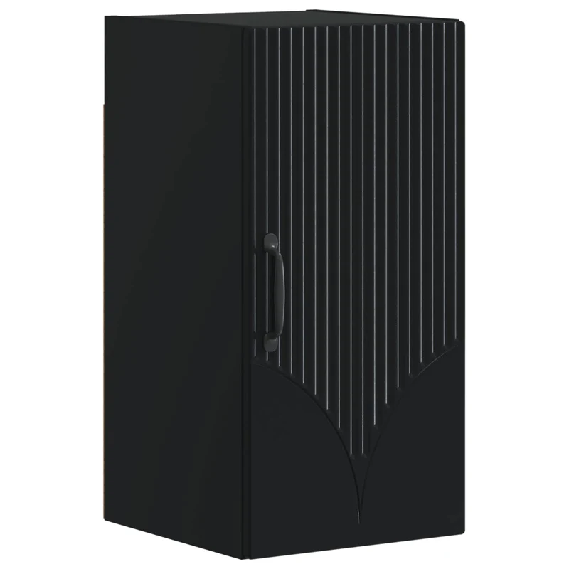 4 Piece Bathroom Cabinet Set HOORN Black Engineered Wood