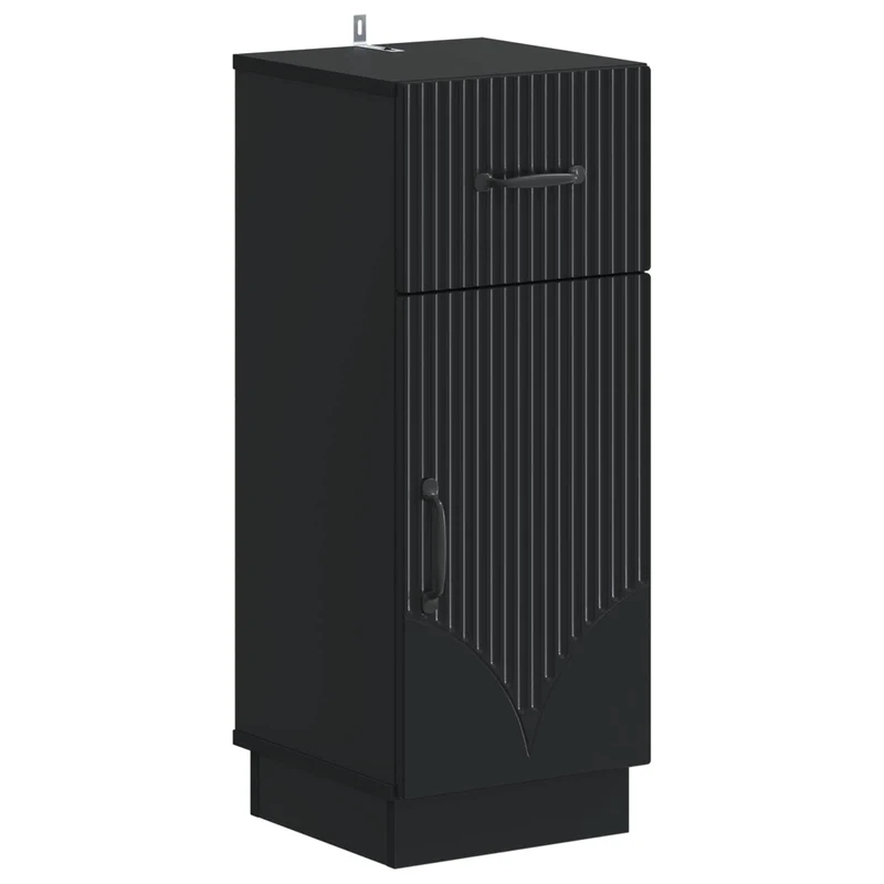 4 Piece Bathroom Cabinet Set HOORN Black Engineered Wood