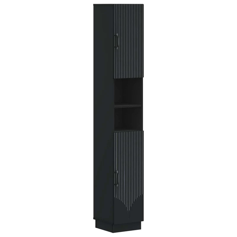 4 Piece Bathroom Cabinet Set HOORN Black Engineered Wood
