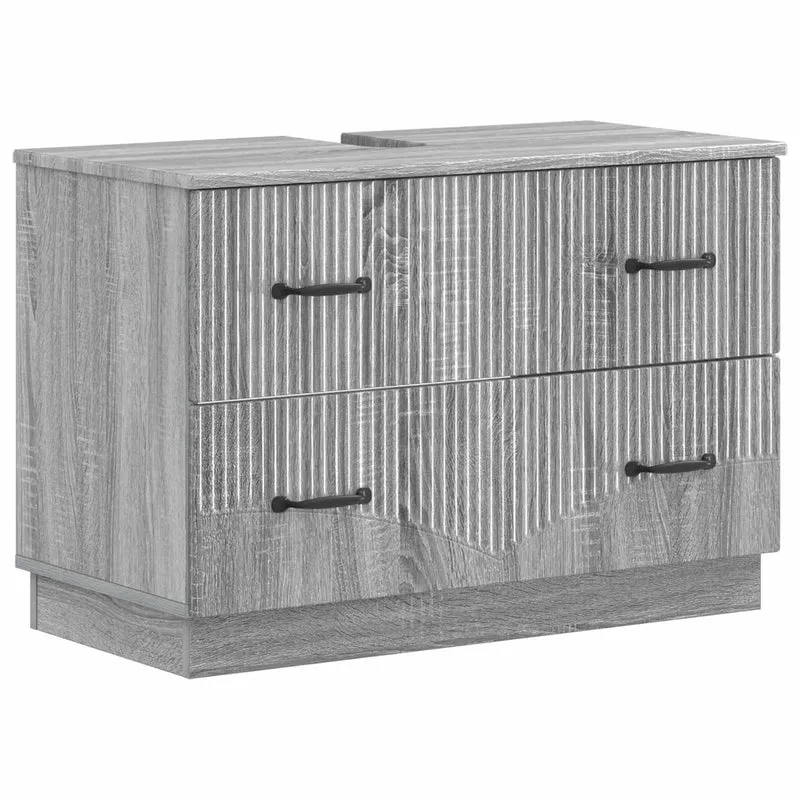 4 Piece Bathroom Cabinet Set HOORN Grey Sonoma Engineered Wood