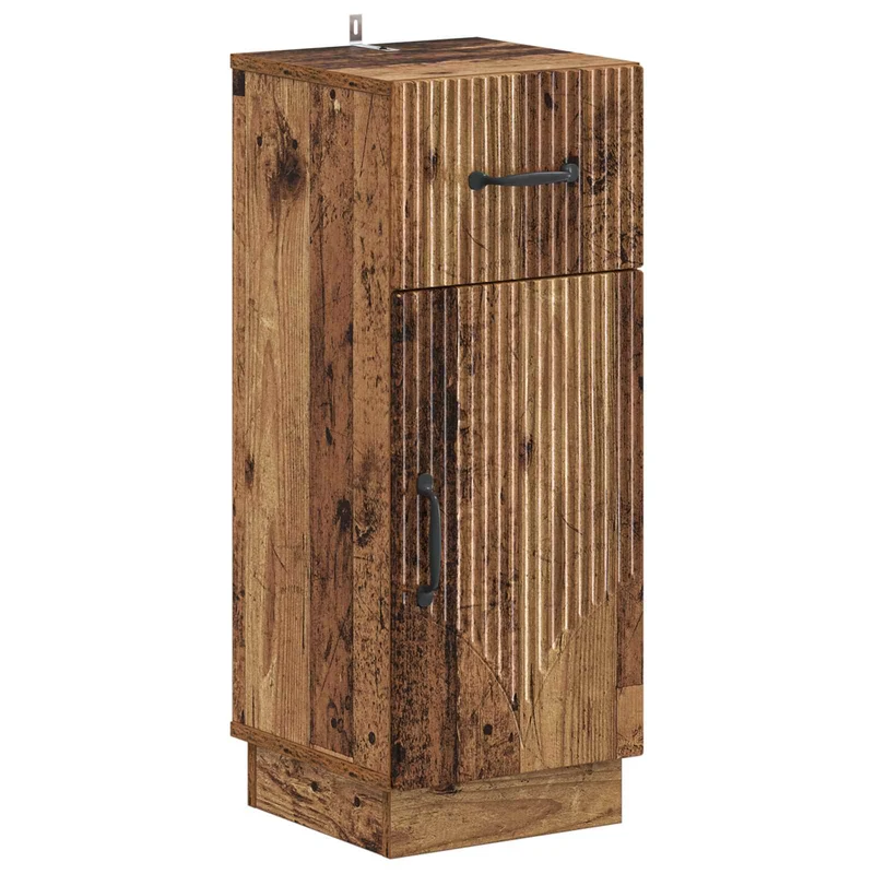 4 Piece Bathroom Cabinet Set HOORN Old Wood Engineered Wood