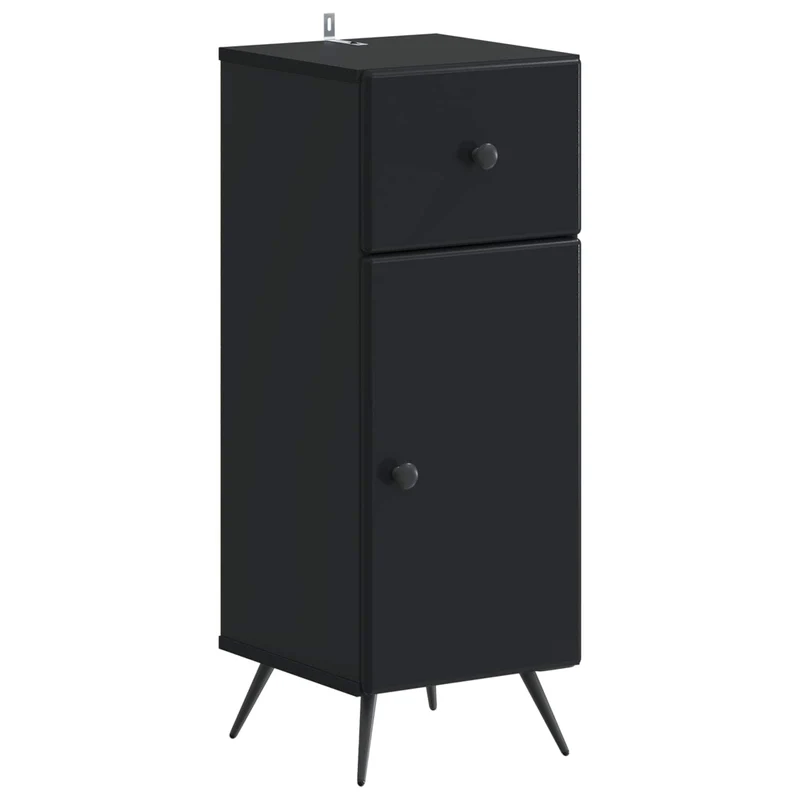 4 Piece Bathroom Cabinet Set BREDA Black Engineered Wood